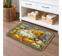Autumn Harvest Floral Quick Dry Bath Mat, Vintage Sunflower Pumpkin Absorbent Non Slip Shower Mat, Medieval Memory Foam Washable Bath Rugs for Bathroom Toilet Restroom Decorative 16x24 Inch
