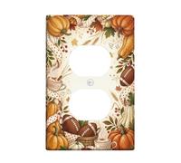 Autumn Harvest Football Theme Pumpkins Fall Duplex Outlet Covers Plate