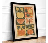 Autumn Harvest Grid Rustic Framed Wall Art Print A1 (84.1×59.4cm) Black, Wall Decor for Living Room, Bedroom, Office & Home, Ready to Hang, Art Gift