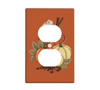 Autumn Harvest Light Switch Cover Plate/Outlet Covers, Rustic Orange Pumpkin and Spices for Fall Decor, Thermoplastic Wall Plates, Standard Size Single Duplex Outlet