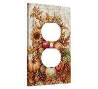 Autumn Harvest Light Switch Cover Plate/Outlet Covers, Warm Fall Colors with Bountiful Fruits and Leaves, Thermoplastic Wall Plates, Standard Size Single Duplex Outlet