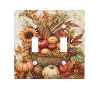 Autumn Harvest Light Switch Cover Plate/Outlet Covers, Warm Fall Colors with Bountiful Fruits and Leaves, Thermoplastic Wall Plates, Standard Size Double Toggle