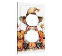 Autumn Harvest Light Switch Cover Plate, Pumpkin Patch Haystack Fall Decor Single Toggle Wall Plates, Cozy Rustic Wall Accents,Standard Size Thermoplastic Plate Cover Single Toggle