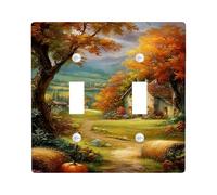 Autumn Harvest Light Switch Cover Plate, Rustic Home Decor for Fall Season, Thermoplastic Wall Plates, Standard Size Double Toggle