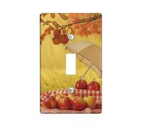 Autumn Harvest Light Switch Cover Plates/Outlet Covers, Golden Apples and Foliage for Home Decor, Thermoplastic Wall Plates, Standard Size Single Toggle