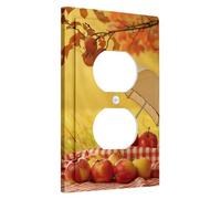 Autumn Harvest Light Switch Cover Plates/Outlet Covers, Golden Apples and Foliage for Home Decor, Thermoplastic Wall Plates, Standard Size Single Duplex Outlet