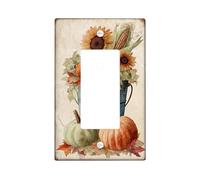 Autumn Harvest Light Switch Cover Plates/Outlet Covers, Rustic Orange Pumpkins and Sunflowers for Fall Decor, Thermoplastic Wall Plates, Standard Size Single Rocker