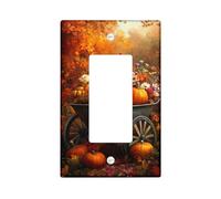 Autumn Harvest Light Switch Cover Plates/Outlet Covers, Rustic Pumpkin and Flower Design for Seasonal Decor, Thermoplastic Wall Plates, Standard Size Single Rocker