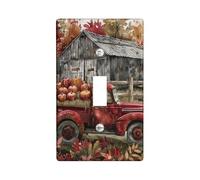 Autumn Harvest Light Switch Cover Plates/Outlet Covers, Rustic Red Pumpkin Farmhouse, Country Barn Wall Accents, Thermoplastic Device Mount Wall Plates, Standard Size Single Toggle