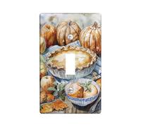 Autumn Harvest Light Switch Cover Plates/Outlet Covers, Rustic Thanksgiving Pumpkins and Leaves, Decorative Fall Wall Plates,Standard Size Single Toggle