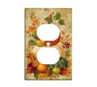 Autumn Harvest Light Switch Cover Plates/Outlet Covers, Warm Orange Pumpkins and Leaves for Seasonal Decor, Thermoplastic Wall Plates, Standard Size Single Duplex Outlet