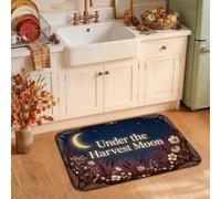 Autumn Harvest Pumpkins Moon Quote Kitchen Rugs 20x31 Inch | Harvest Moon, Kitchen Sink Rug, Fall Foliage, Kitchen Floor Runner, Seasonal Home Decor, Cozy Autumn Theme