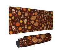 Autumn Harvest Pumpkins Pattern Large Mouse Pad 16x36 Inch | Harvest Theme, XXL Mouse Pad, Fall Foliage, Pies And Jars, Cozy Desk Decor, Extended Workspace