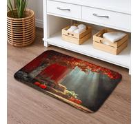 Autumn Harvest Rustic Farmhouse Bath Mat, Cozy Pumpkin Patch Scenic Non Slip Shower Rug, Seasonal Memory Foam Washable Bath Floor Mat for Bathroom Toilet 16x24 Inch