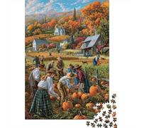 Autumn Harvest Scene 1000 Pieces Jigsaw Puzzles for Weekend Hobbyists Sturdy Cardboard Home Decoration Wall Display Spring Festival Gift Brain Game Puzzle 52x38cm/1000pcs
