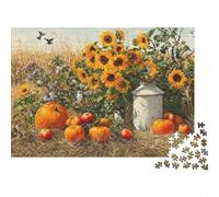 Autumn Harvest Scene Colourful Sunflower Garden 1000 Pieces Jigsaw Puzzles Adults Birthday Fun Present & Activity 52x38cm/1000pcs