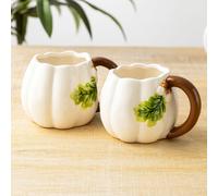 Autumn Harvest Set of 2 Pumpkin Shaped Mug Country Living White One Size