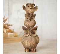 Autumn Harvest Stack Of Owls - 21.5cm Country Living Light Brown One Size