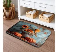 Autumn Harvest Sunflower Bath Mat, Rustic Floral Design Absorbent Non Slip Shower Rug, Cozy Seasonal Memory Foam Washable Bath Rugs for Bathroom Toilet Restroom Decorative 20x32 Inch