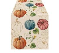 Autumn Harvest Table Runner, Autumn Table Runner, Harvesting Pumpkin Table Runners - Maple Harvest Design, Eucalyptus Orange, 13x108 Inches for Man Table Decor