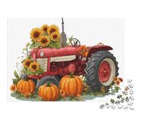 Autumn Harvest Tractor Decor Jigsaw Puzzles Puzzle for Adults Kids. 1000 Pieces Impossible Challenge Toy Educational Game Home Decoration for Adults& Kids Age 14 Years Up 38x26cm/1000pcs