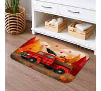 Autumn Harvest Truck Bath Mat, Rustic Fall Leaves Design with Pumpkins, Soft Non-Slip Bathroom Rug for Seasonal Decor 20x32 Inch