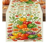 Autumn Harvest Vegetable Garden Bells Peppers Table Runner 13x72 Inch