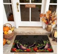 Autumn Harvest Vegetable Theme Eggplant Welcome Door Mat 29x17 Inch