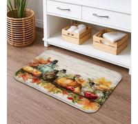 Autumn Harvest Vintage Glass Bottles Bath Mat, Rustic Pumpkins and Apples Absorbent Non Slip Shower Rug, Fall Decorative Memory Foam Mats for Bathroom Spa 16x24 Inch