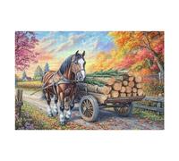 Autumn Harvest with Draft Horse 1000 Pcs Jigsaw Puzzle Bundle Family Puzzle Lovers Fun Family Game Mindful Activity Spring Cardboard 1000 PCS