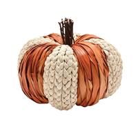 Autumn Harvest Woven Natural Leaves Pumpkin 20cm x 16cm Country Living Orange One Size