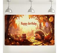 Autumn Hedgehog Birthday Backdrop, Cute Forest Party Decorations for Kids, Fall Balloon Theme Photography Background, Thanksgiving Celebration Supplies 71x43 Inch