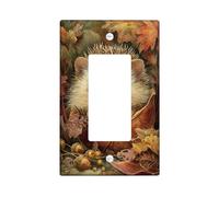 Autumn Hedgehog Light Switch Cover Plate/Outlet Covers, Cute Forest Animal Design for Home Decor, Fall Style Thermoplastic Wall Plates, Standard Size Single Rocker