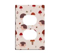 Autumn Hedgehog Light Switch Cover Plates/Outlet Covers, Beige Cute Forest Animals for Wall Accents, Thermoplastic Wall Plates, Standard Size Single Duplex Outlet