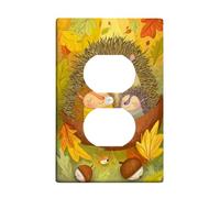 Autumn Hedgehog Light Switch Cover Plates/Outlet Covers, Warm Yellow Fall Leaves for Home Decor, Thermoplastic Wall Plates, Standard Size Single Duplex Outlet