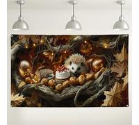 Autumn Hedgehog Party Backdrop, Cute Forest Animal Thanksgiving Decorations, Fall Indoor/Outdoor Photography Background for Baby Shower and Birthday Celebrations 71x43 Inch