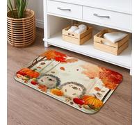 Autumn Hedgehog Quick Dry Bath Mat, Cute Forest Animals Absorbent Non Slip Shower Mat, Cozy Flannel Washable Bath Rugs for Bathroom Toilet Restroom Decorative 20x32 Inch