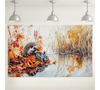 Autumn Hedgehog Wall Backdrop, Cute Forest Animal Design, Nature Scene Photography Background for Fall Events, Thanksgiving Decor 71x43 Inch