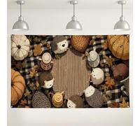 Autumn Hedgehog Wall Backdrop, Cute Woodland Animal Party Decorations, Fall Harvest Photography Background for Seasonal Events 71x43 Inch