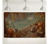 Autumn Hedgehog Wall Backdrop, Rustic Fall Decor for Photography, Pumpkin and Leaves Party Decorations, Seasonal Indoor/Outdoor Background for Thanksgiving Events 71x43 Inch