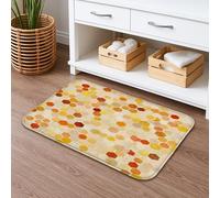 Autumn Hexagon Pattern Quick Dry Bath Mat, Warm Honeycomb Design Absorbent Non Slip Shower Rug, Cozy Memory Foam Washable Bath Mats for Bathroom Toilet Restroom Decor 16x24 Inch
