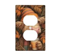 Autumn Highland Cow Light Switch Cover Plate/Outlet Covers, Warm Brown Farm Animal Design for Home Decor, Thermoplastic Wall Plates, Standard Size Single Duplex Outlet