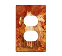 Autumn Horses Light Switch Cover Plate/Outlet Covers, Rustic Brown Horse Art for Home Decor, Thermoplastic Wall Plates, Standard Size Single Duplex Outlet