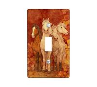 Autumn Horses Light Switch Cover Plate/Outlet Covers, Rustic Brown Horse Art for Home Decor, Thermoplastic Wall Plates, Standard Size Single Toggle