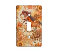 Autumn Horses Light Switch Cover Plates/Outlet Covers, Orange and Yellow Floral Accents for Wall Decor, Thermoplastic Wall Plates, Standard Size Single Toggle