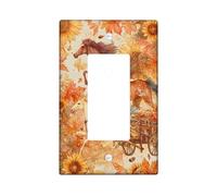 Autumn Horses Light Switch Cover Plates/Outlet Covers, Orange and Yellow Floral Accents for Wall Decor, Thermoplastic Wall Plates, Standard Size Single Rocker