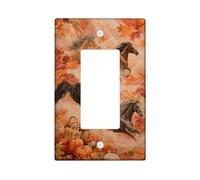 Autumn Horses Light Switch Cover Plates/Outlet Covers, Warm Orange Horse Design for Wall Decor, Thermoplastic Wall Plates, Standard Size Single Rocker