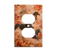 Autumn Horses Light Switch Cover Plates/Outlet Covers, Warm Orange Horse Design for Wall Decor, Thermoplastic Wall Plates, Standard Size Single Duplex Outlet