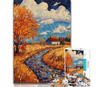 Autumn House Puzzles 1000 Pieces for Teenagers,Help The Brain Exercise Addictive Toys to Cultivate Patience Unique Challenge Game (38x26cm)