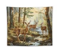 Autumn Hunting Deer in The Forests Tapestry for Bedroom Aesthetic Wall Tapestries Hanging Backdrop Home Decor